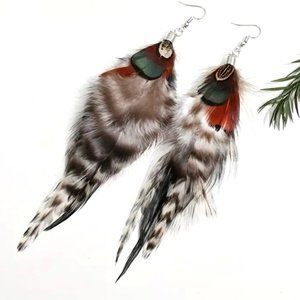 BOHO FEATHERED DANGLE EARRINGS